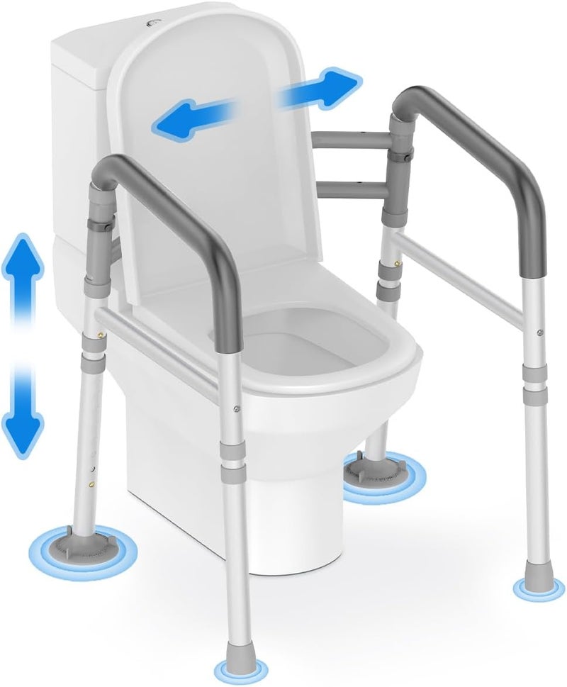 DELOG Toilet Safety Rails 300 lb - Adjustable Toilet Safety Frame & Rails, Toilet Safety Rail for Elderly Adults, Toilet Handles for Seniors, Toilet Bars for Elderly & Handicap (Gray) - Image 1